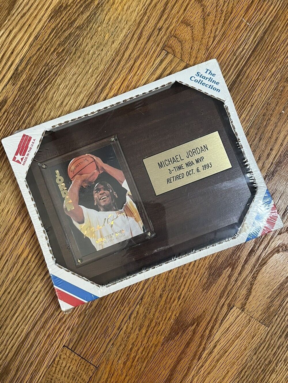 Michael Jordan 1993 Special Retirement Basketball Card Limited Ed. Wooden Plaque